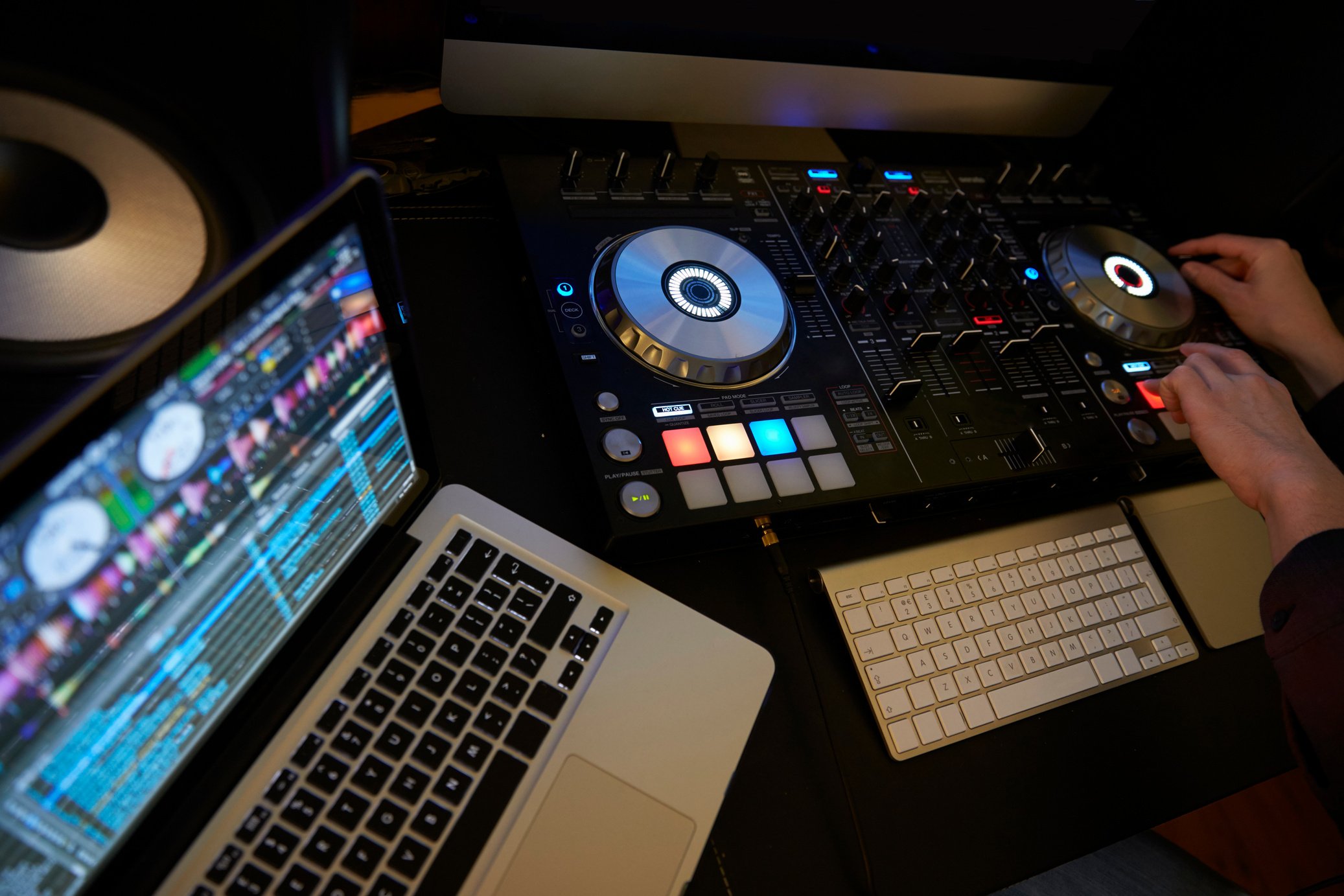 Cut in of DJ Decks and Laptop Computer